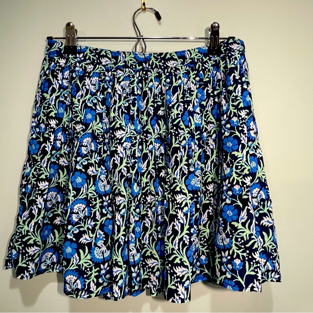 Vineyard Vines Winter Garden Pleated Lined Silk Skirt Deep Bay Blue Size XS